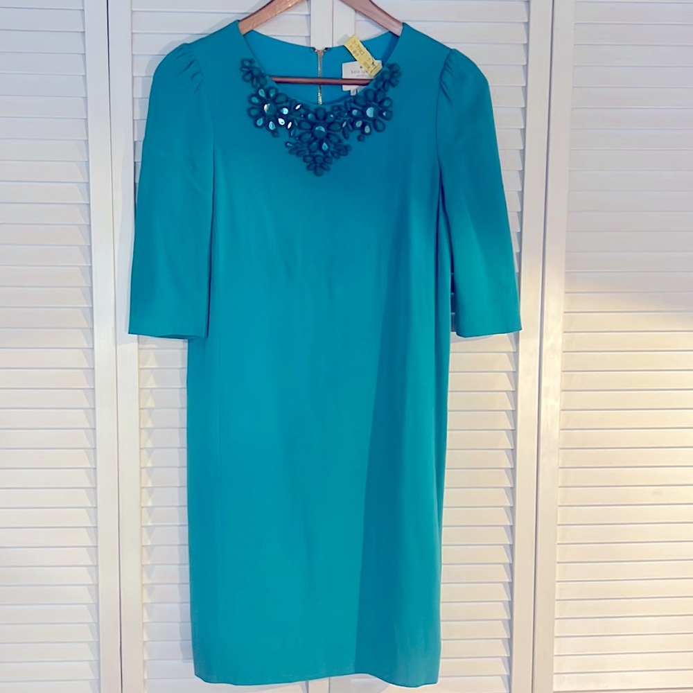 Kate Spade Jeweled 3/4 Sleeve Shift Dress